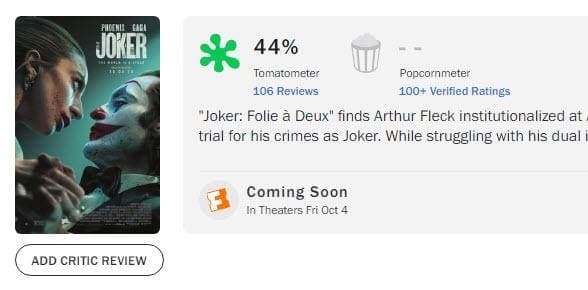 ‘Joker: Folie A Deux’ Review Scores Crash Ahead Of Release